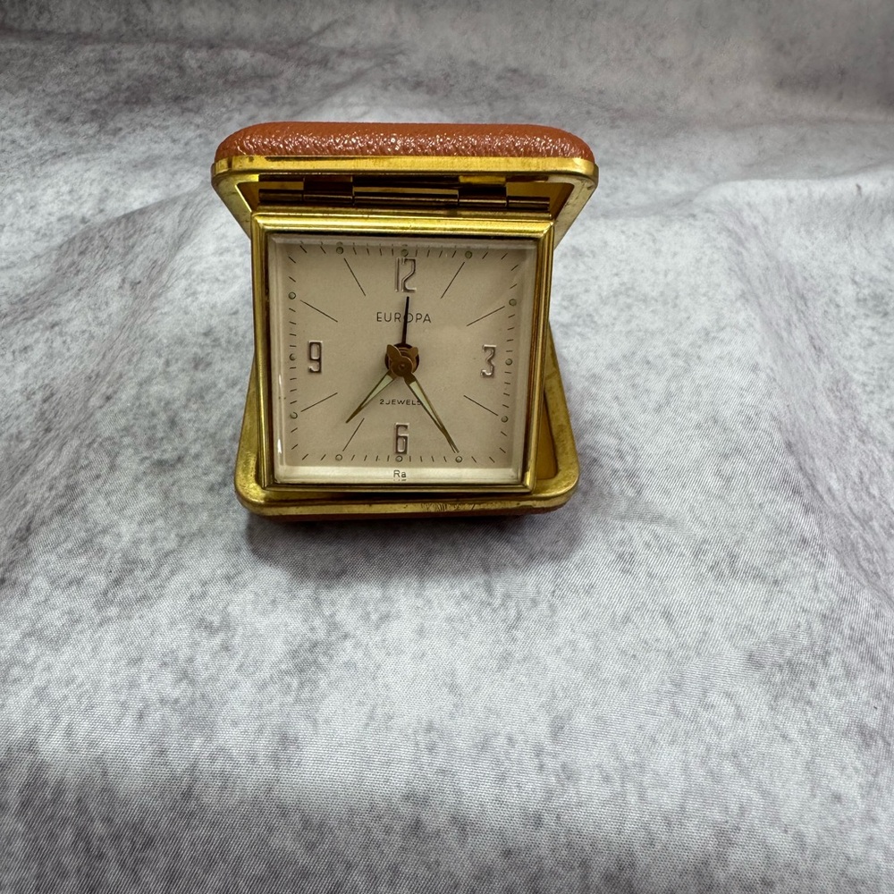 Gold and Brown Travel Clock